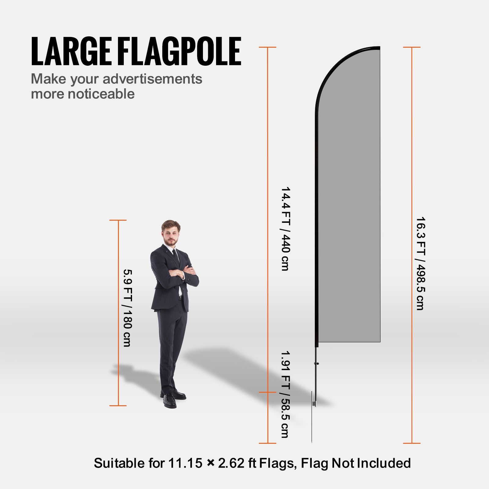 Canopies & Gazebos: VEVOR Feather Flag Pole Kit 2 Packs Swooper Flag Pole 16.3 ft with Ground Stakes