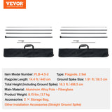 Canopies & Gazebos: VEVOR Feather Flag Pole Kit 2 Packs Swooper Flag Pole 16.3 ft with Ground Stakes