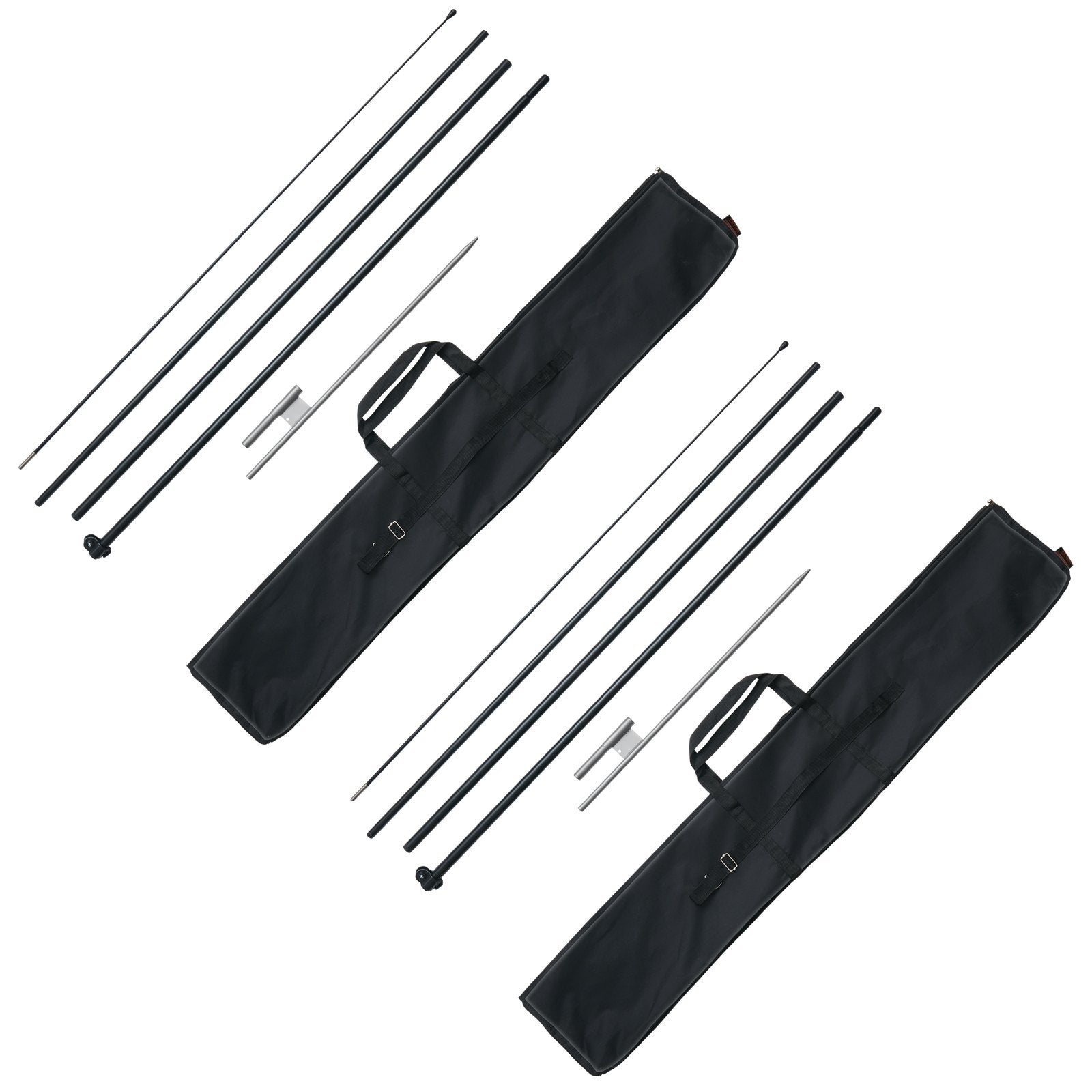 Canopies & Gazebos: VEVOR Feather Flag Pole Kit 2 Packs Swooper Flag Pole 16.3 ft with Ground Stakes