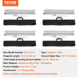 Canopies & Gazebos: VEVOR Feather Flag Pole Kit 4 Packs Swooper Flag Pole 16.3 ft with Ground Stakes