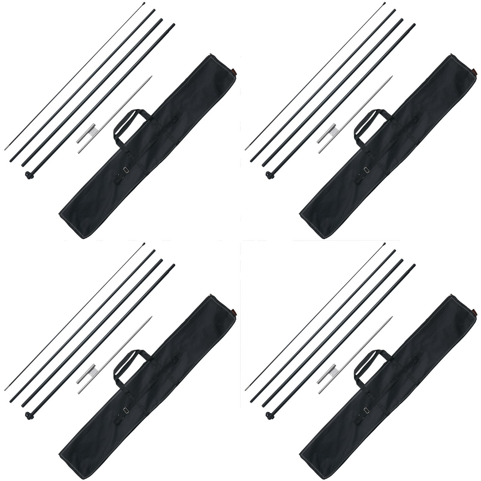 Canopies & Gazebos: VEVOR Feather Flag Pole Kit 4 Packs Swooper Flag Pole 16.3 ft with Ground Stakes