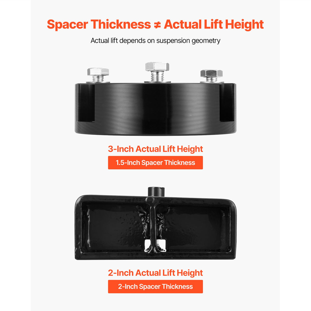 76.2 mm Front and 50.8 mm Rear Leveling Lift Kit for 2005-2021 2022 2023 Toyota Tacoma 2WD/4WD, Chassis Level Kit with 2 Front Strut Spacers, 2 Rear Lift Blocks, 4 U-Bolts, Suspension Level Kit