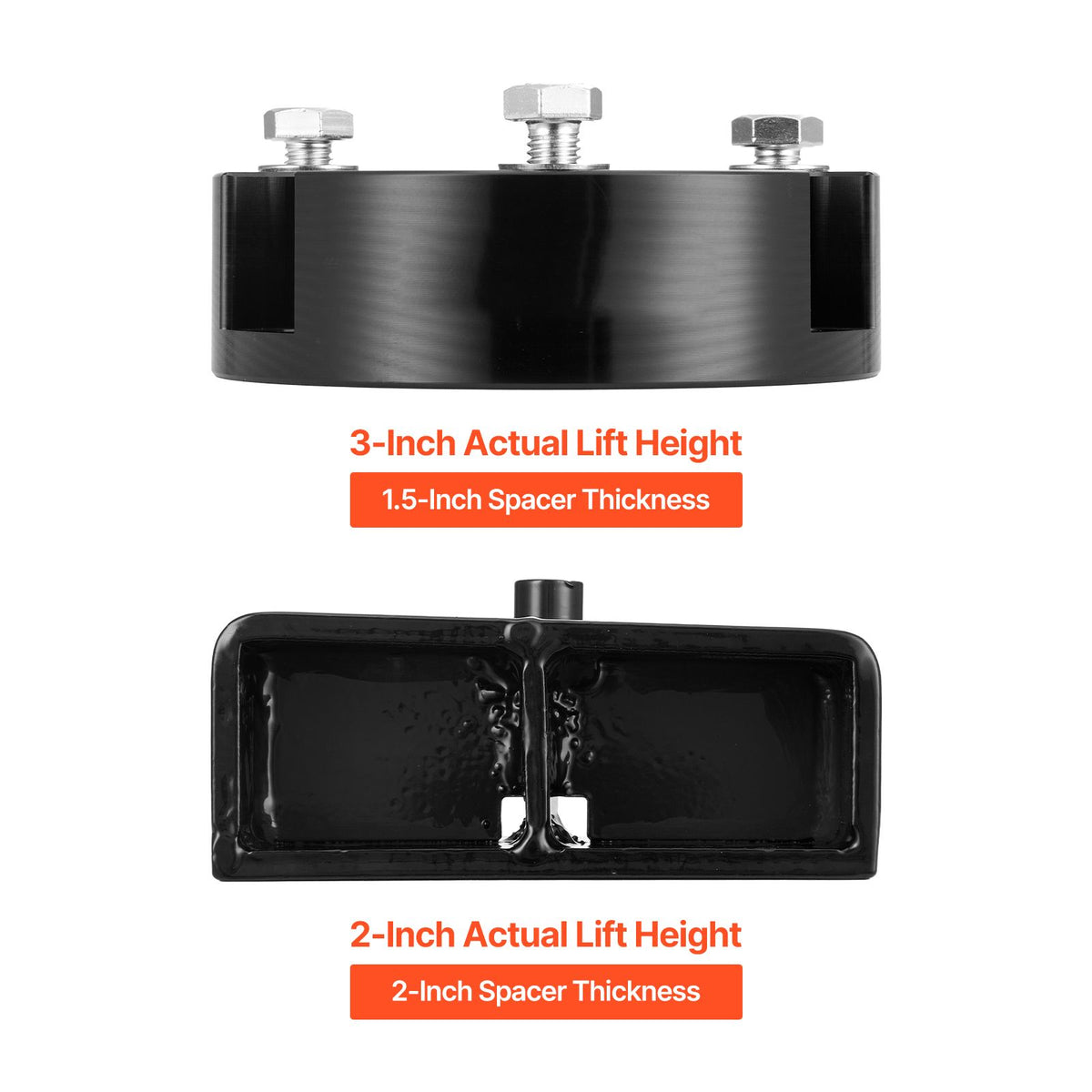 76.2 mm Front and 50.8 mm Rear Leveling Lift Kit for 2005-2021 2022 2023 Toyota Tacoma 2WD/4WD, Chassis Level Kit with 2 Front Strut Spacers, 2 Rear Lift Blocks, 4 U-Bolts, Suspension Level Kit