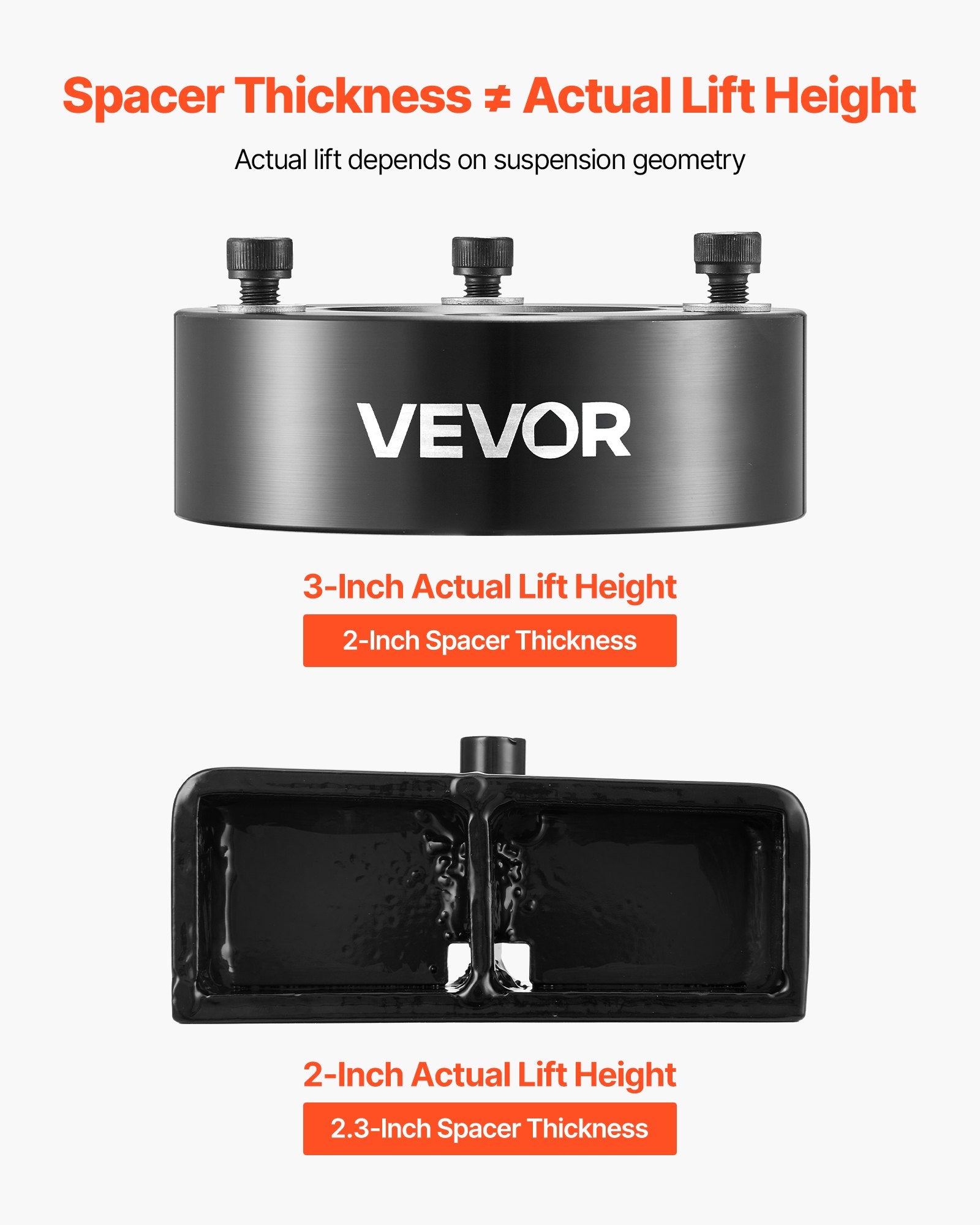 Lifts & Hoists: VEVOR 76.2 mm Front and 50.8 mm Rear Leveling Lift Kit for 2007-2023 Silverado 1500 2WD/4WD, 2007-2023 Sierra 1500 2WD/4WD, Chassis Level Kit with 2 Front Strut Spacers, 2 Rear Lift Blocks, 2 U-Bolts