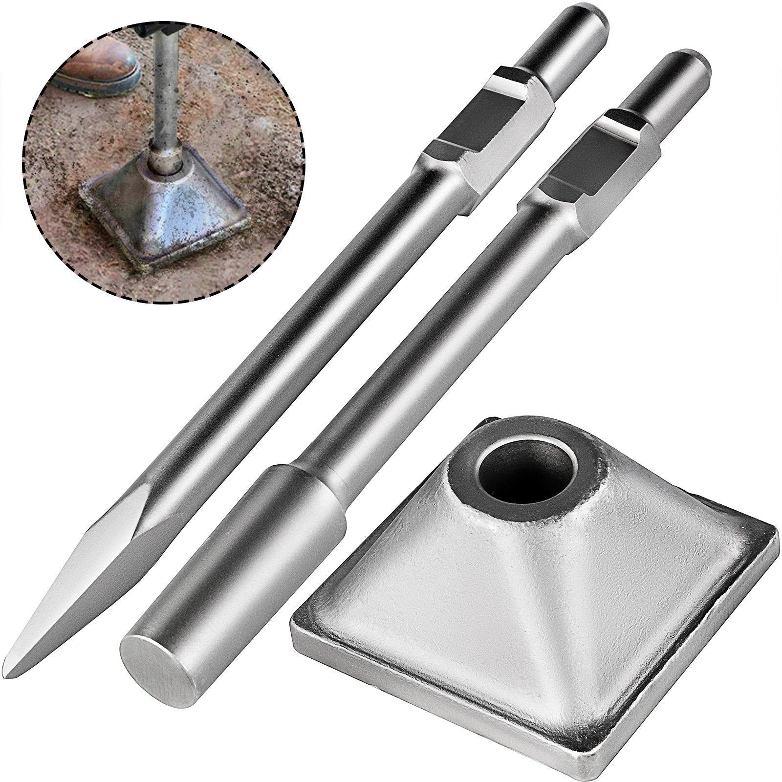 Putty Knives, Scrapers & Chisels: VEVOR Jack Hammer 1-1/8 Tamper Shank, Dirt Tamper 6x6 Compactor Plate with Electric Chisel Dirt Compactor, Demolition Jackhammer Bits Solid Compactor Breaker Hammer Concrete Tamper Asphalt Tools