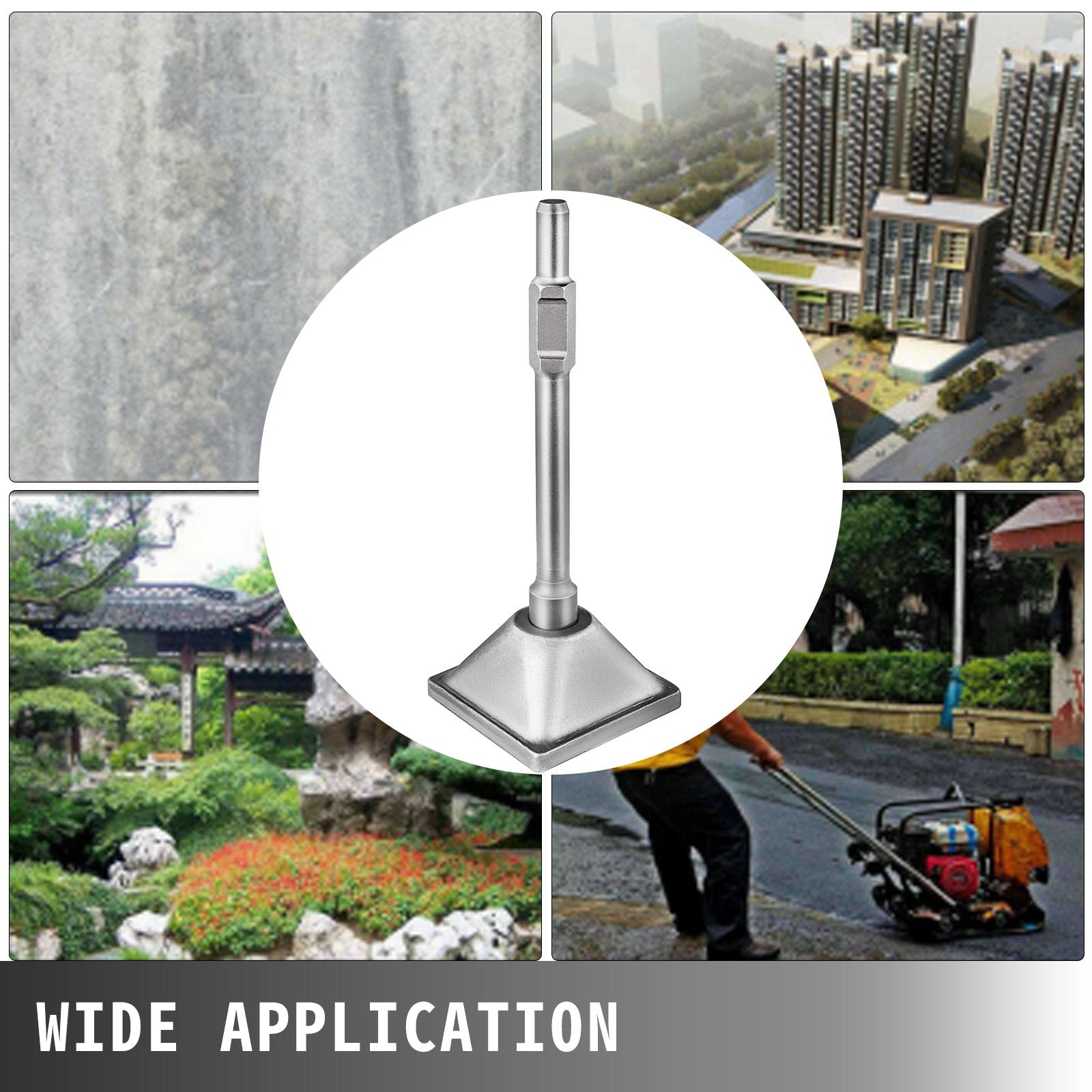 Putty Knives, Scrapers & Chisels: VEVOR Jack Hammer 1-1/8 Tamper Shank, Dirt Tamper 6x6 Compactor Plate with Electric Chisel Dirt Compactor, Demolition Jackhammer Bits Solid Compactor Breaker Hammer Concrete Tamper Asphalt Tools
