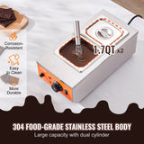 Food Warmers & Chafing Dishes: VEVOR Chocolate Tempering Machine, 2 Tanks Chocolate Melting Pot with TEMP Control, 800W Stainless Steel Electric Commercial Food Warmer For Chocolate/Milk/Cream Melting and Heating