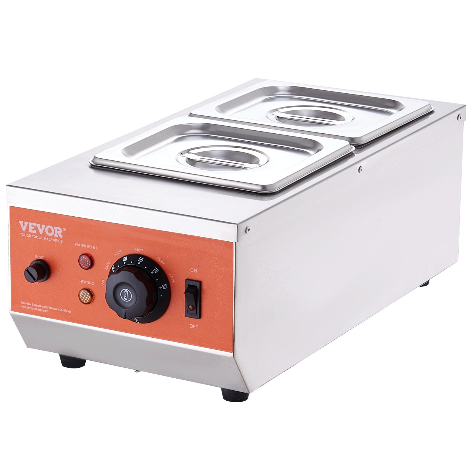 Food Warmers & Chafing Dishes: VEVOR Chocolate Tempering Machine, 2 Tanks Chocolate Melting Pot with TEMP Control, 800W Stainless Steel Electric Commercial Food Warmer For Chocolate/Milk/Cream Melting and Heating