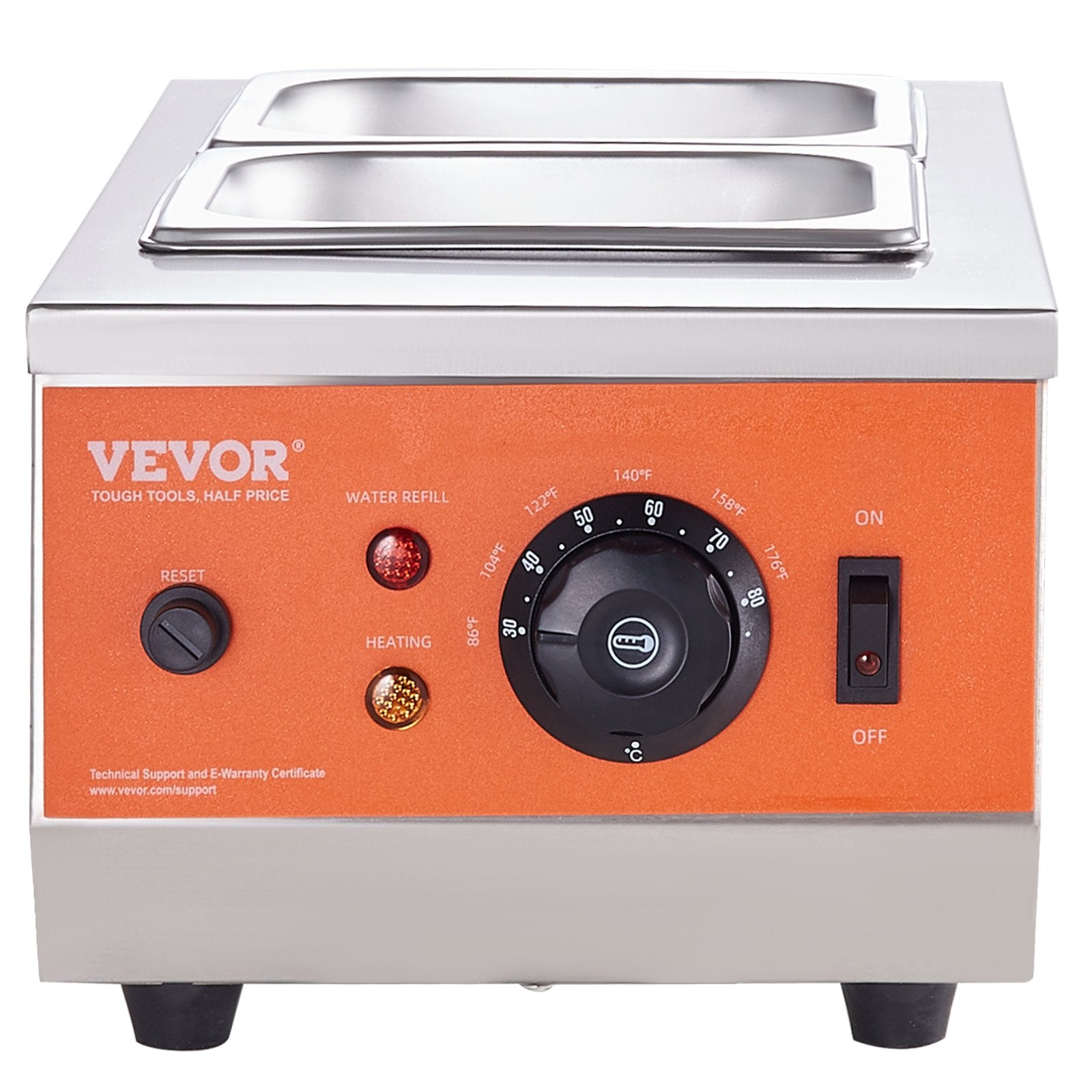 Food Warmers & Chafing Dishes: VEVOR Chocolate Tempering Machine, 2 Tanks Chocolate Melting Pot with TEMP Control, 800W Stainless Steel Electric Commercial Food Warmer For Chocolate/Milk/Cream Melting and Heating