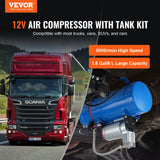 Automotive Repair & Speciality Tools: VEVOR 12V Air Compressor with Tank 1.6 Gallon/6 L, Train Horn Air Compressor, 120 psi Working Pressure Onboard Air Compressor System for Train Air Horns, Inflating Tires, Air Mattresses