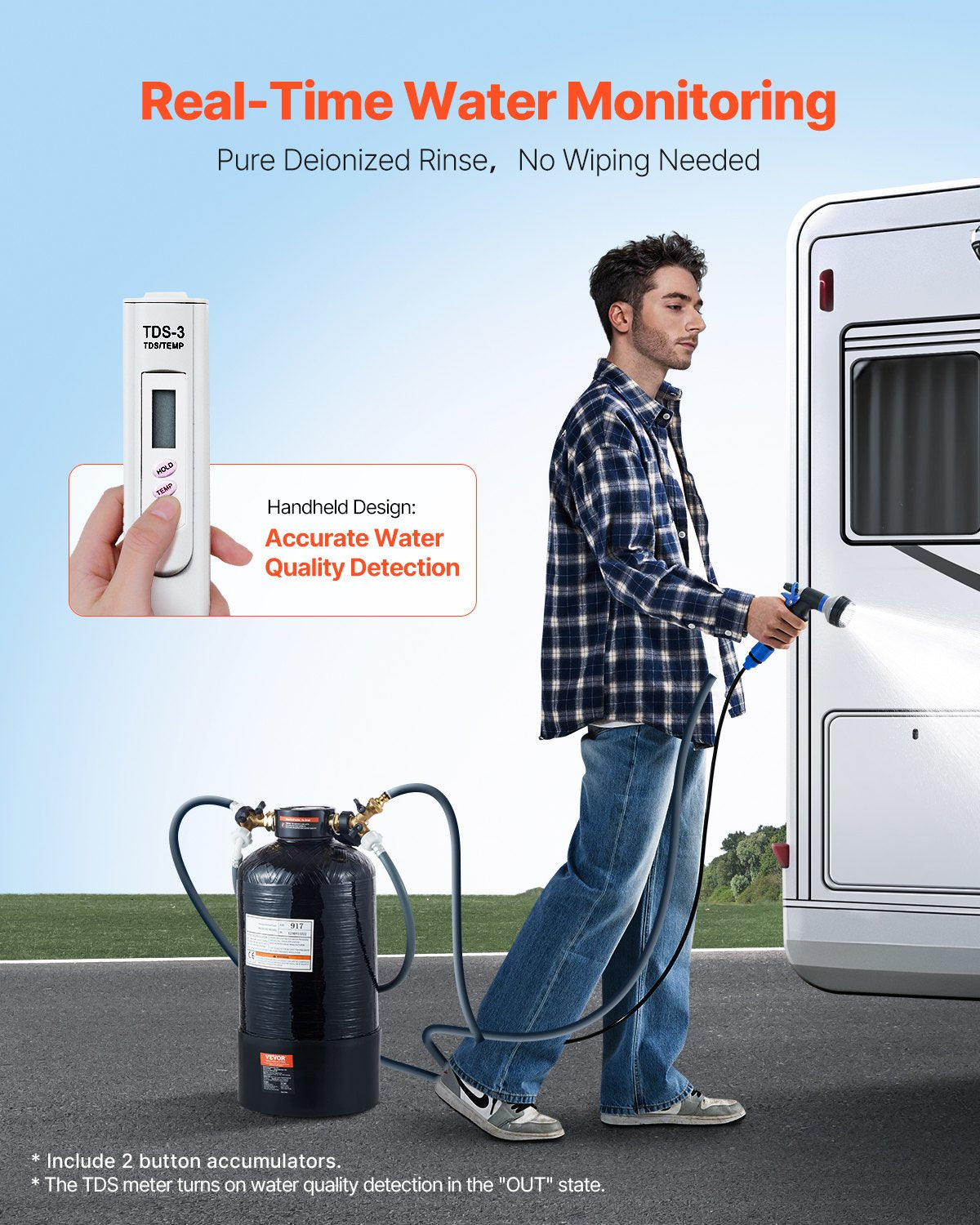 Automotive Repair & Speciality Tools: VEVOR Spotless Deionized Water System Car Wash System with Handheld TDS Meter
