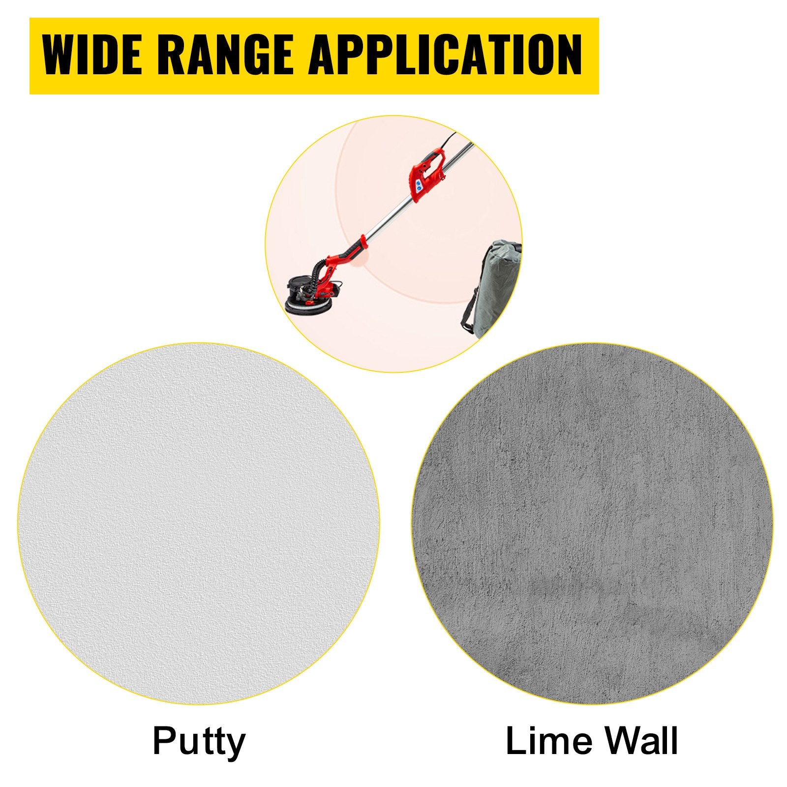 Gardening Tools: VEVOR Drywall Sander 750W Electric, Electric Sander Variable Speed 800-1750RPM, Drywall Sander Foldable Sheetrock Sander, with Telescope Handle ,Vacuum Bag Drywall Sanders 6 Sand Pads