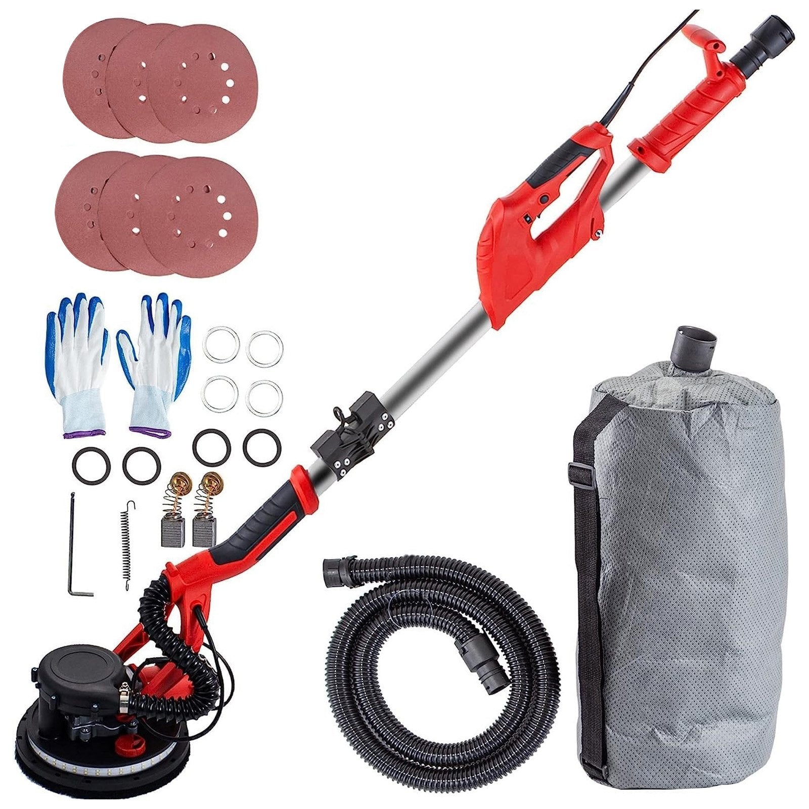 Gardening Tools: VEVOR Drywall Sander 750W, Electric Drywall Sander, Foldable Sheetrock Sander, with Telescope Handle, Electric Sander, Variable Speed 800-1750 RPM, Wall Sander, with LED Strip Light and Vacuum Bag