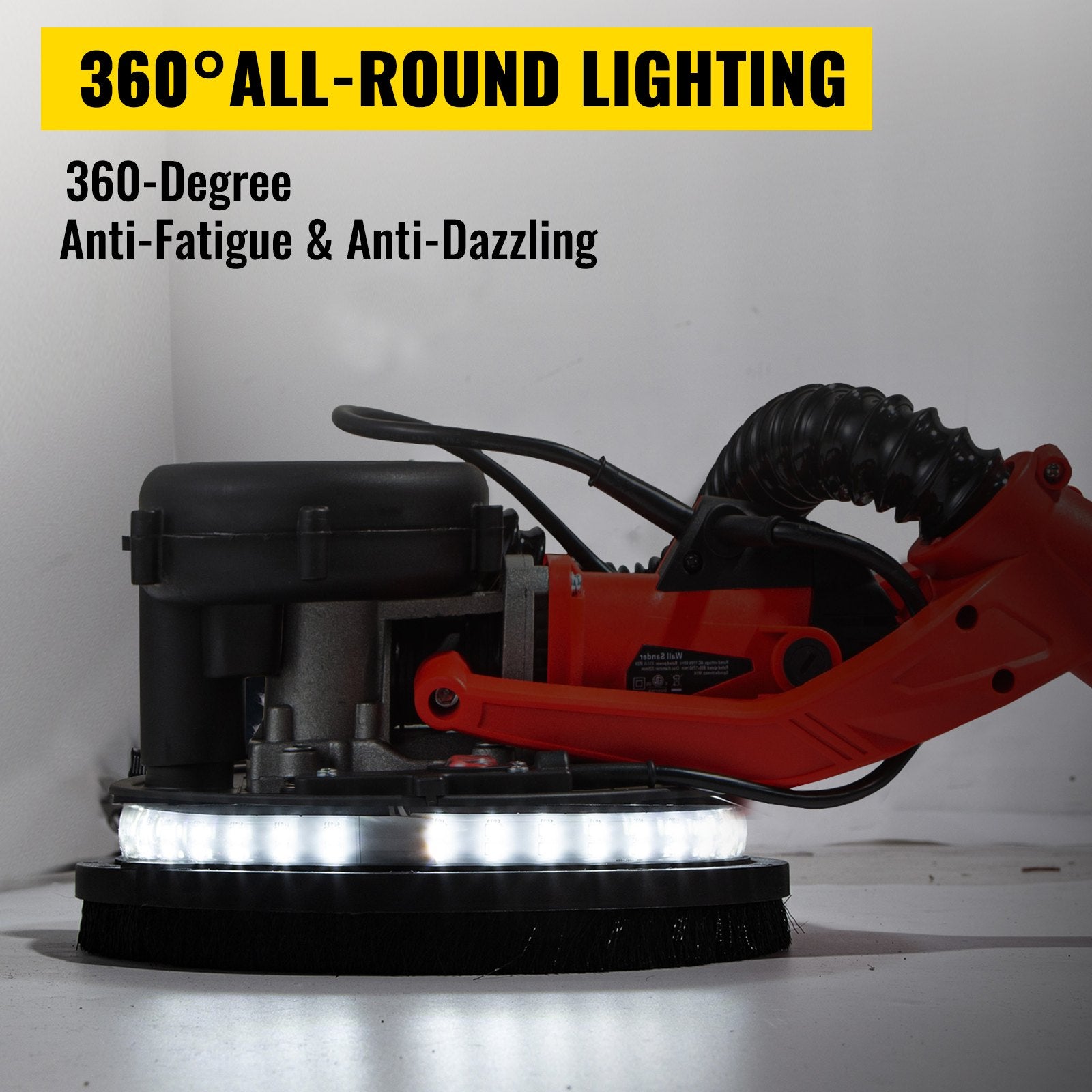 Gardening Tools: VEVOR Drywall Sander 750W, Electric Drywall Sander, Foldable Sheetrock Sander, with Telescope Handle, Electric Sander, Variable Speed 800-1750 RPM, Wall Sander, with LED Strip Light and Vacuum Bag