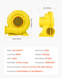 Pool Toys & Inflatables: VEVOR Inflatable Bounce House Blower 0.8&1HP 750W for Commercial Bounce House