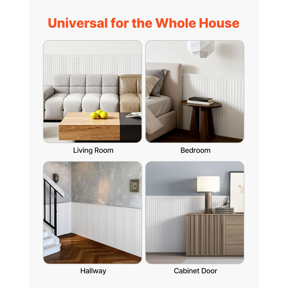 Wall Molding Kit, Wainscoting Panels, Lightweight Paintable Polystyrene, Easy to Install,  Wide & Narrow Accent Wall Trim for Interior Décor Living Room, Bedroom, Home, White (197 x 98 cm )