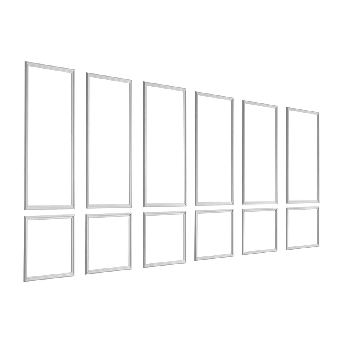 Wall Molding 6 Pack, Wainscoting Panels Kit, Lightweight Paintable Polystyrene, Easy to Install, Waterproof Accent Wall Trim for Interior Décor Living Room, Bedroom, White (61x137 + 61x61 cm)