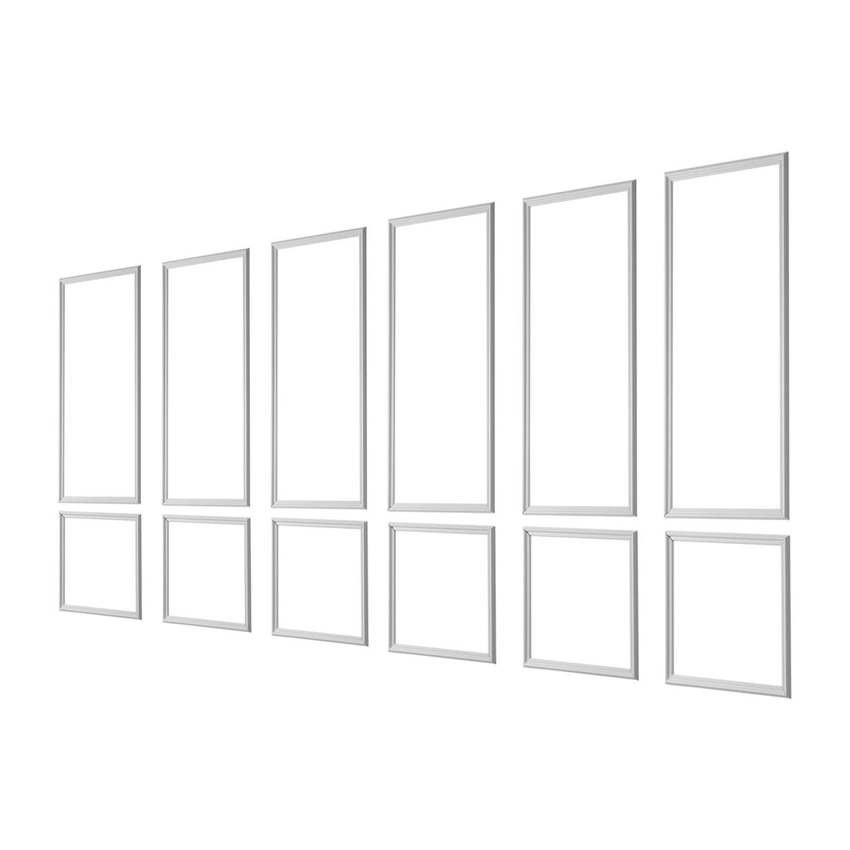 Wall Molding 6 Pack, Wainscoting Panels Kit, Lightweight Paintable Polystyrene, Easy to Install, Waterproof Accent Wall Trim for Interior Décor Living Room, Bedroom, White (61x137 + 61x61 cm)