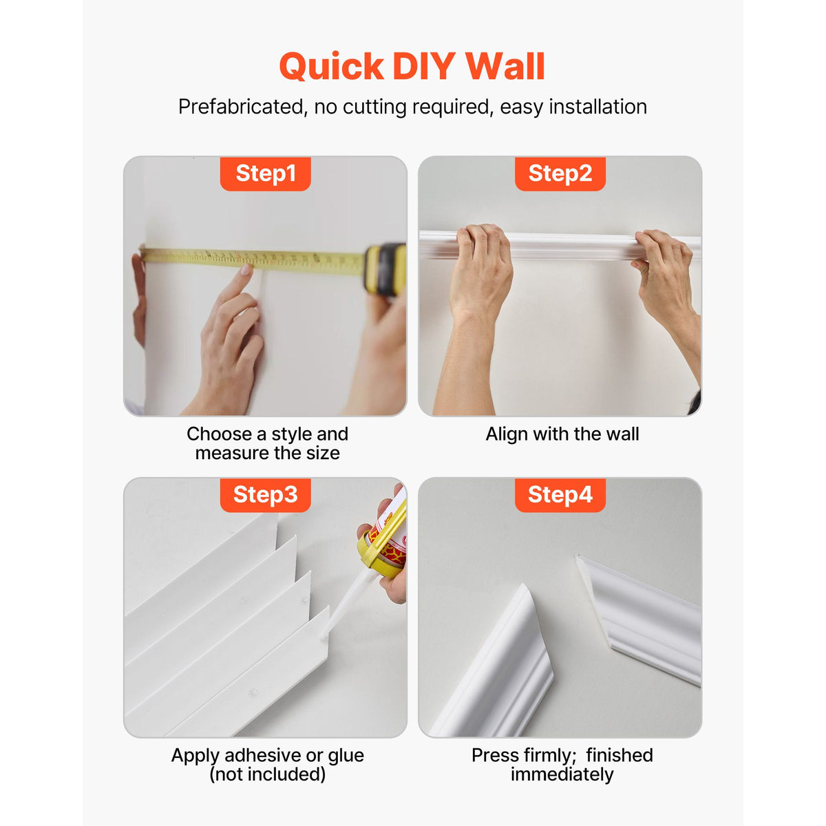 Wall Molding 3 Pack, Wainscoting Panels Kit with Dual-Line Wide & Narrow Profile, Lightweight Paintable Polystyrene, Easy to Install Accent Wall Trim for Interior Living Room, Bedroom,White