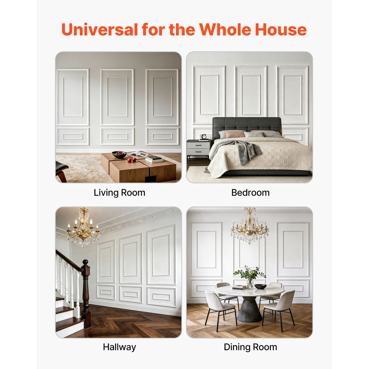 Wall Molding 3 Pack, Wainscoting Panels Kit with Dual-Line Wide & Narrow Profile, Lightweight Paintable Polystyrene, Easy to Install Accent Wall Trim for Interior Living Room, Bedroom,White