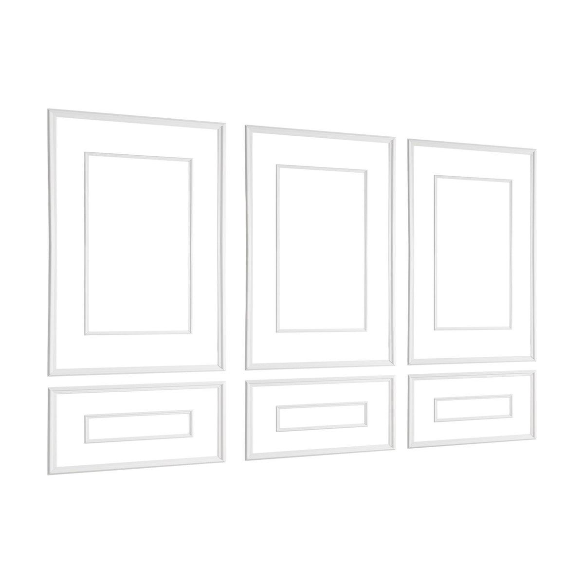 Wall Molding 3 Pack, Wainscoting Panels Kit with Dual-Line Wide & Narrow Profile, Lightweight Paintable Polystyrene, Easy to Install Accent Wall Trim for Interior Living Room, Bedroom,White