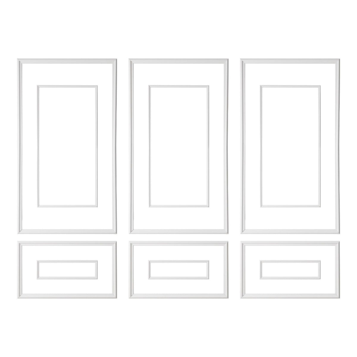 Wall Molding 3 Pack, Wainscoting Panels Kit with Dual-Line Wide & Narrow Profile, Lightweight Paintable Polystyrene, Easy to Install Accent Wall Trim for Interior Living Room, Bedroom,White