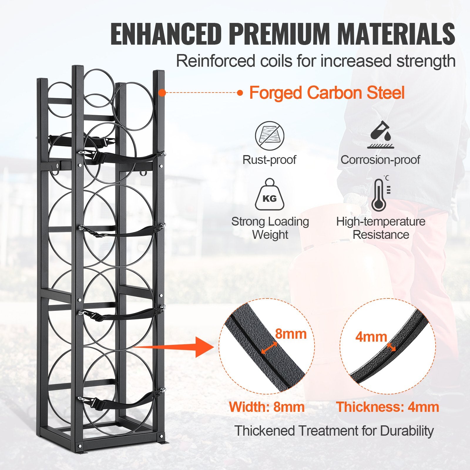 Basketball & Basketball Accessories: VEVOR Refrigerant Tank Rack, with 3 x 30lbs and Other 3 Small Bottle Tanks, Cylinder Tank Rack 12.79x12.99x47.12 in, Refrigerant Cylinder Rack and Holders for Freon, Gases, Oxygen, Nitrogen