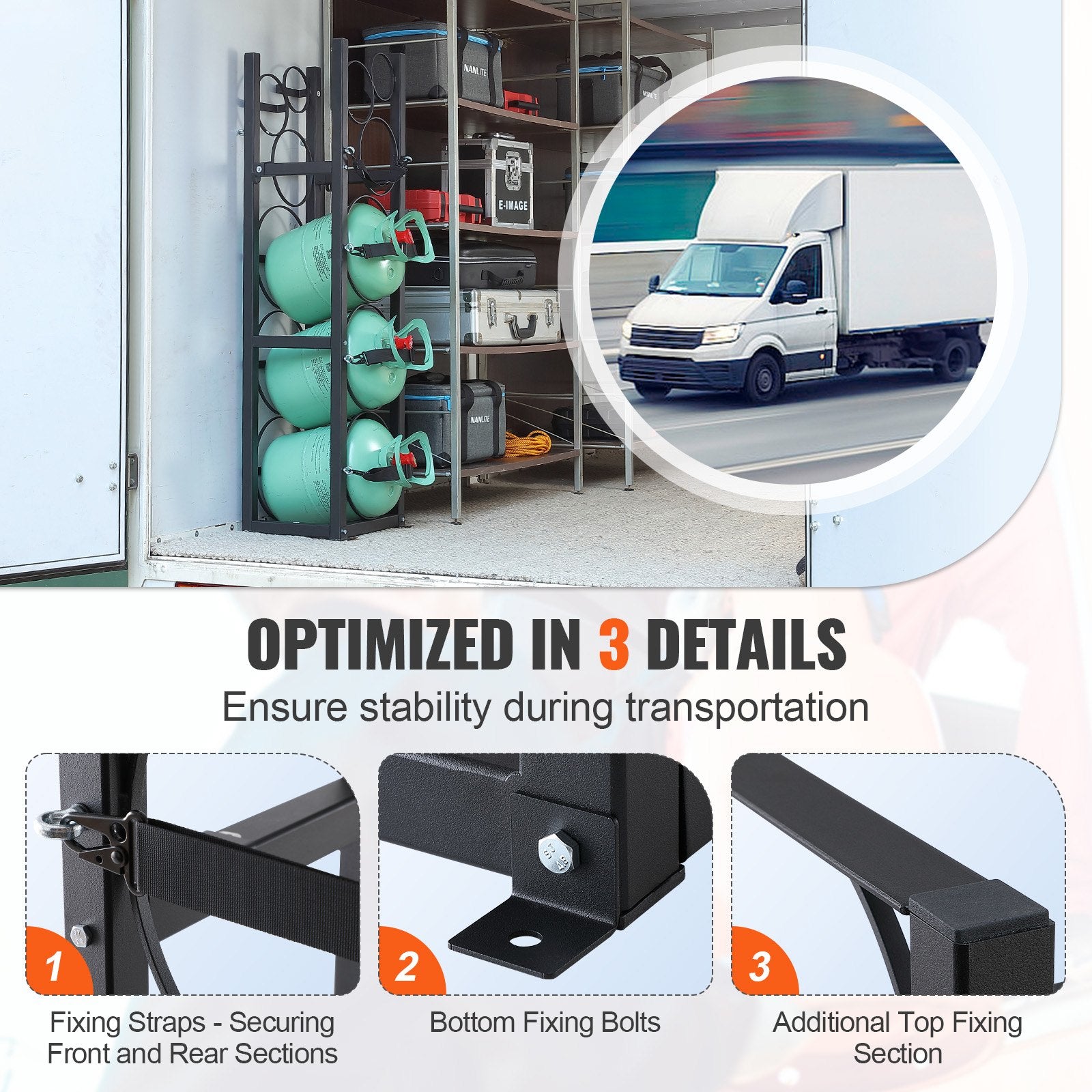 Basketball & Basketball Accessories: VEVOR Refrigerant Tank Rack, with 3 x 30lbs and Other 3 Small Bottle Tanks, Cylinder Tank Rack 12.79x12.99x47.12 in, Refrigerant Cylinder Rack and Holders for Freon, Gases, Oxygen, Nitrogen