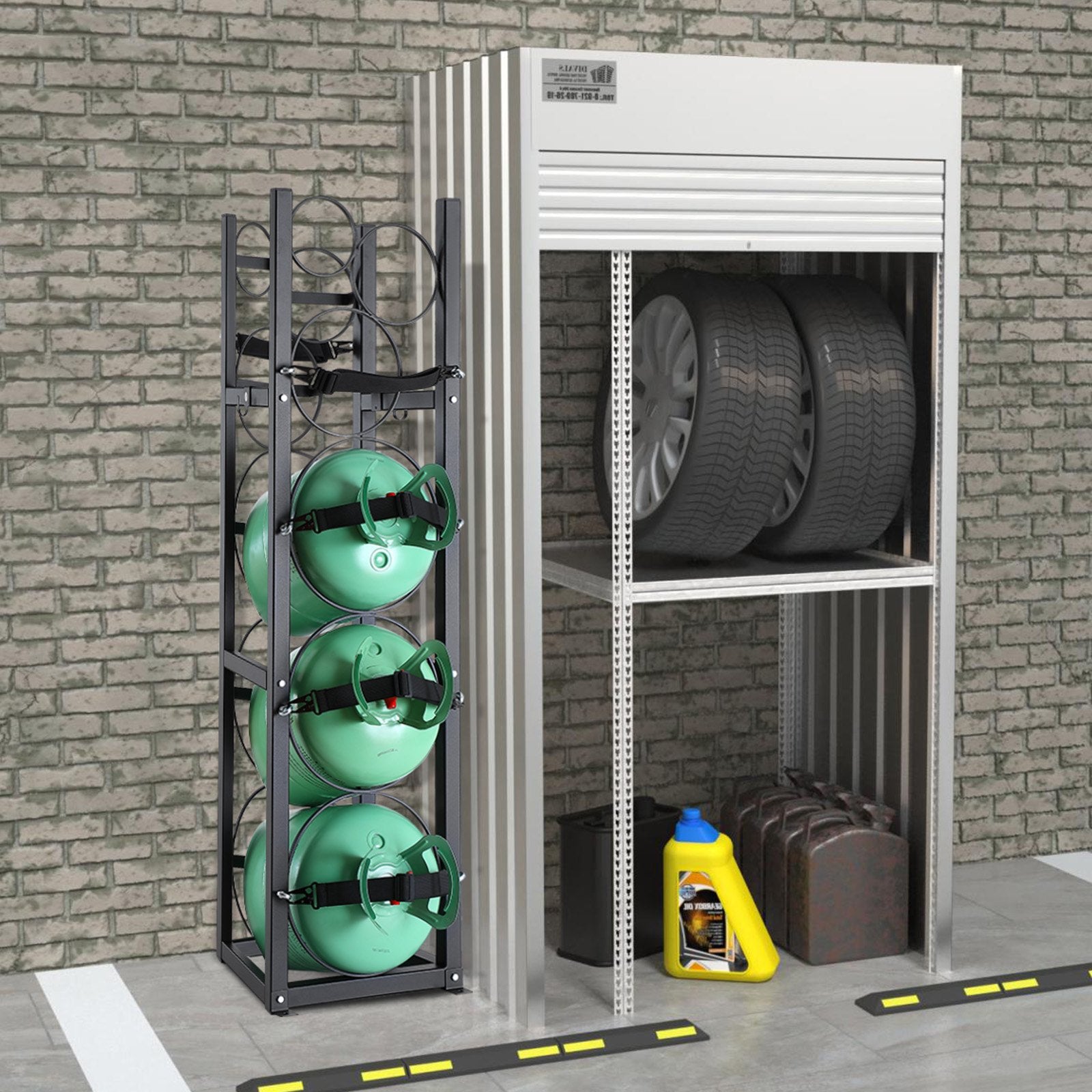 Basketball & Basketball Accessories: VEVOR Refrigerant Tank Rack, with 3 x 30lbs and Other 3 Small Bottle Tanks, Cylinder Tank Rack 12.79x12.99x47.12 in, Refrigerant Cylinder Rack and Holders for Freon, Gases, Oxygen, Nitrogen