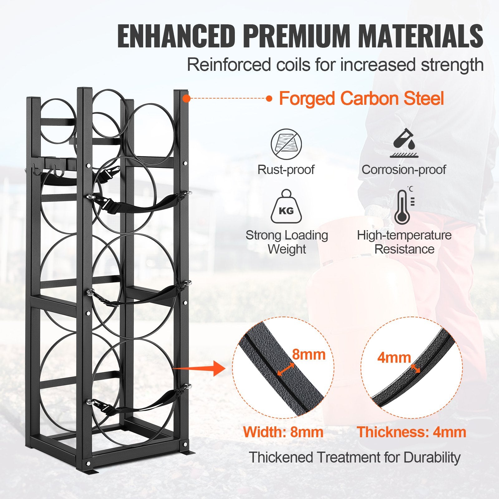 Basketball & Basketball Accessories: VEVOR Refrigerant Tank Rack, with 2 x 30lbs and Other 3 Small Bottle Tanks, Cylinder Tank Rack 12.79x12.99x47.12 in, Refrigerant Cylinder Rack and Holders for Freon, Gases, Oxygen, Nitrogen