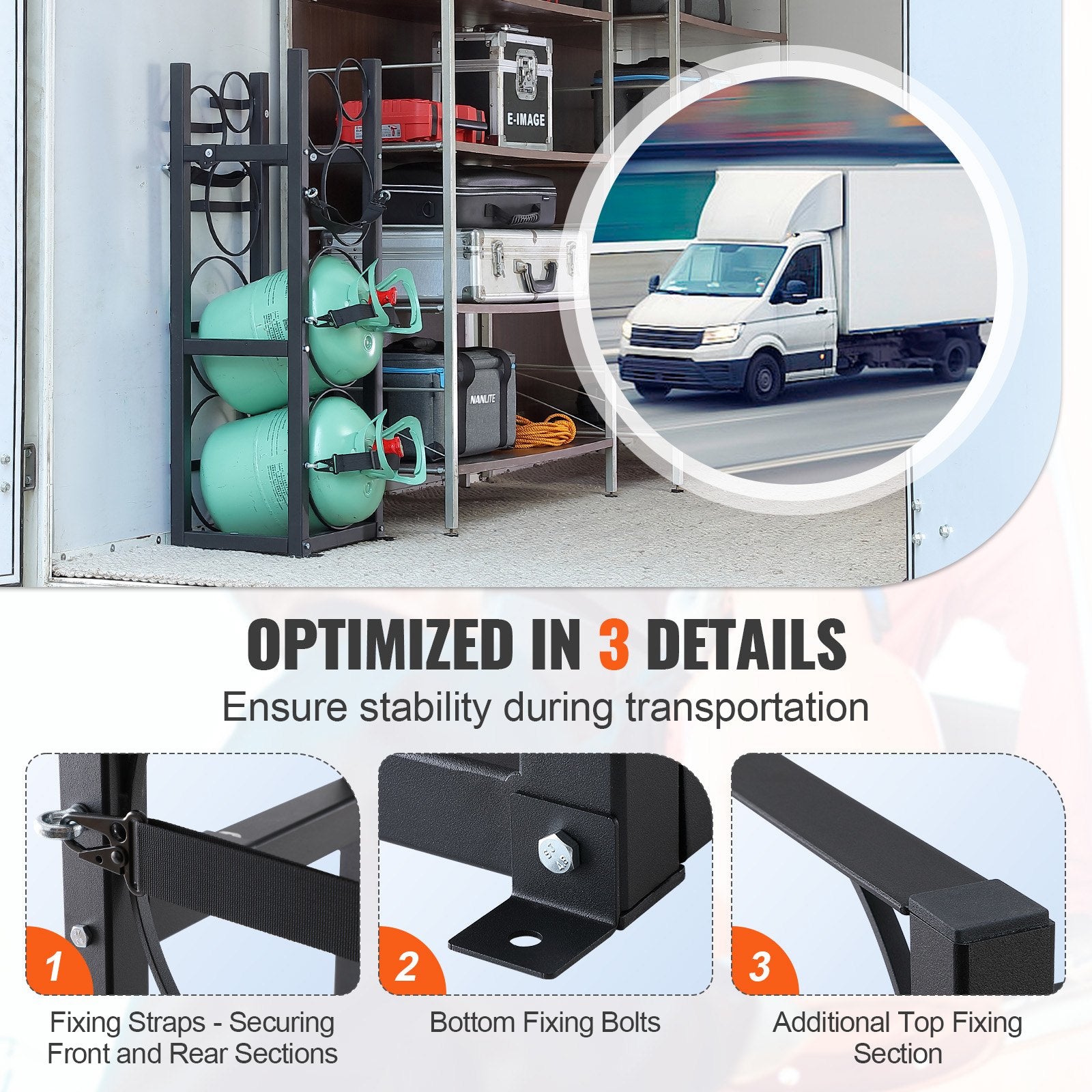 Basketball & Basketball Accessories: VEVOR Refrigerant Tank Rack, with 2 x 30lbs and Other 3 Small Bottle Tanks, Cylinder Tank Rack 12.79x12.99x47.12 in, Refrigerant Cylinder Rack and Holders for Freon, Gases, Oxygen, Nitrogen