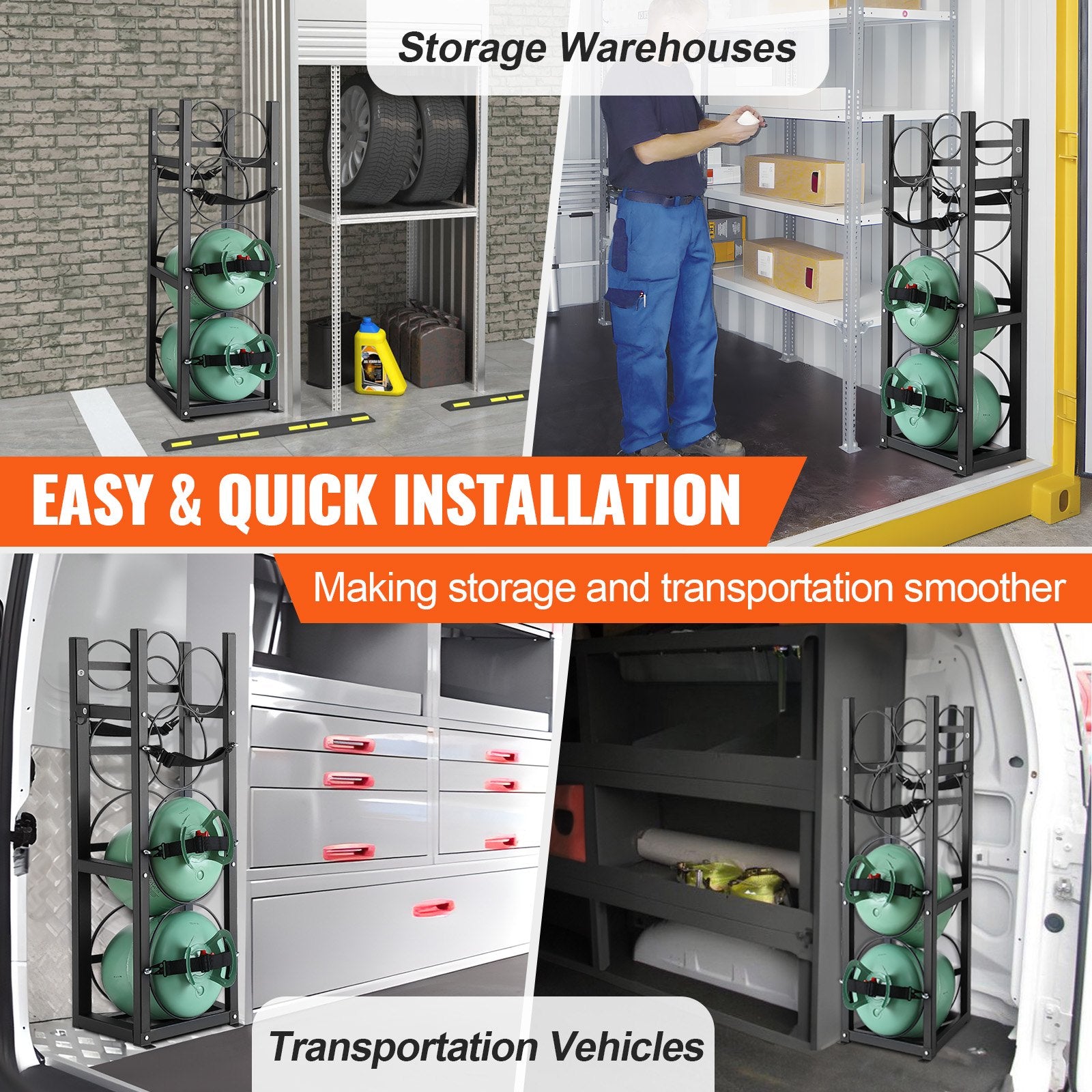 Basketball & Basketball Accessories: VEVOR Refrigerant Tank Rack, with 2 x 30lbs and Other 3 Small Bottle Tanks, Cylinder Tank Rack 12.79x12.99x47.12 in, Refrigerant Cylinder Rack and Holders for Freon, Gases, Oxygen, Nitrogen