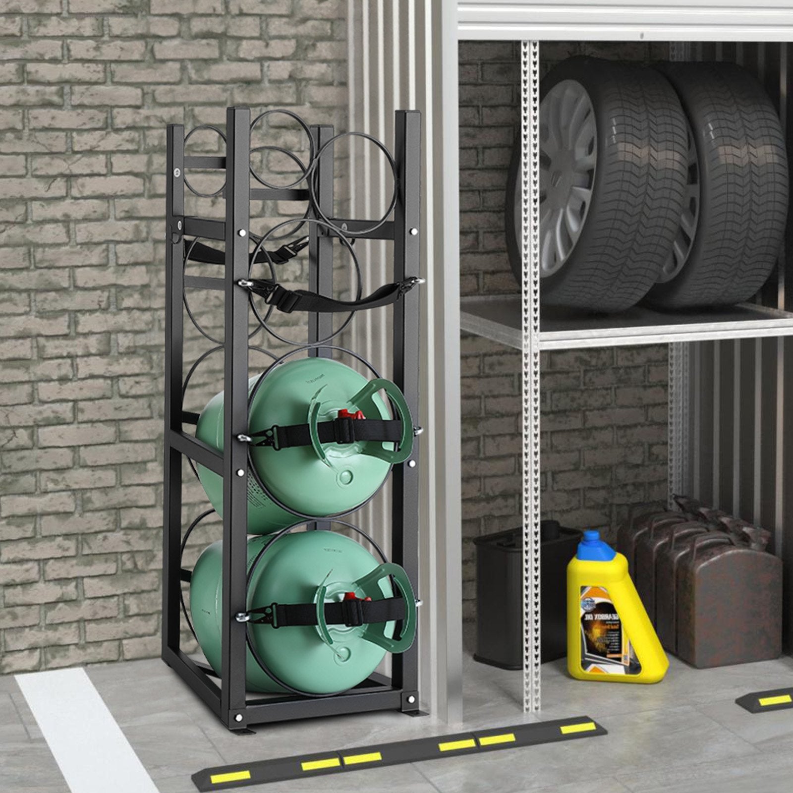 Basketball & Basketball Accessories: VEVOR Refrigerant Tank Rack, with 2 x 30lbs and Other 3 Small Bottle Tanks, Cylinder Tank Rack 12.79x12.99x47.12 in, Refrigerant Cylinder Rack and Holders for Freon, Gases, Oxygen, Nitrogen