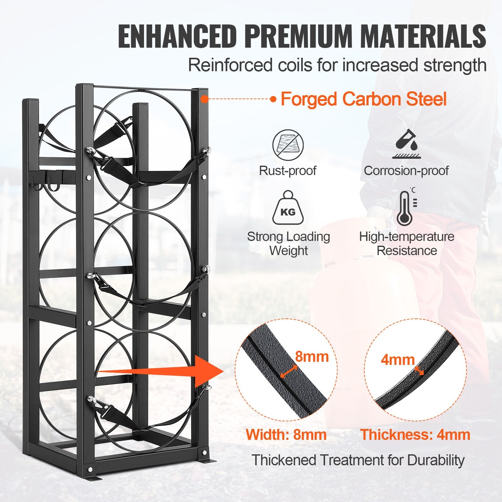 Basketball & Basketball Accessories: VEVOR Refrigerant Tank Rack, with 3 x 30lbs Bottle Tanks, Cylinder Tank Rack 12.79x12.99x33.07 in, Refrigerant Cylinder Rack Gas Cylinder Racks and Holders for Freon, Gases, Oxygen, Nitrogen