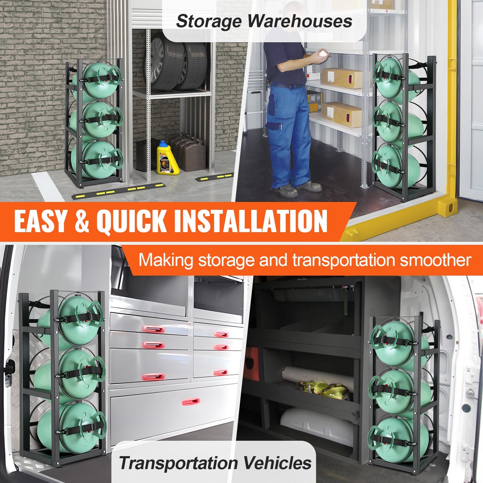 Basketball & Basketball Accessories: VEVOR Refrigerant Tank Rack, with 3 x 30lbs Bottle Tanks, Cylinder Tank Rack 12.79x12.99x33.07 in, Refrigerant Cylinder Rack Gas Cylinder Racks and Holders for Freon, Gases, Oxygen, Nitrogen