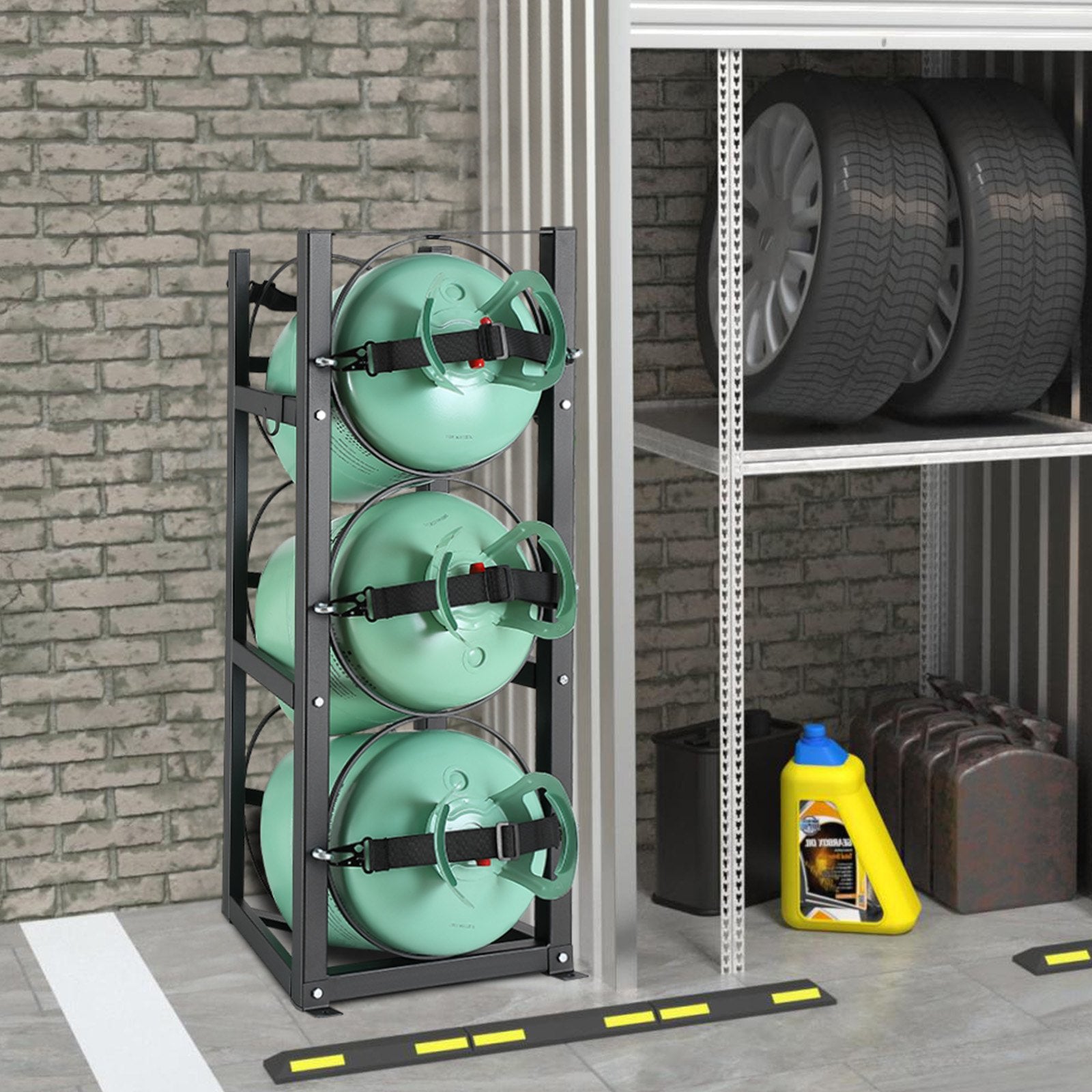 Basketball & Basketball Accessories: VEVOR Refrigerant Tank Rack, with 3 x 30lbs Bottle Tanks, Cylinder Tank Rack 12.79x12.99x33.07 in, Refrigerant Cylinder Rack Gas Cylinder Racks and Holders for Freon, Gases, Oxygen, Nitrogen