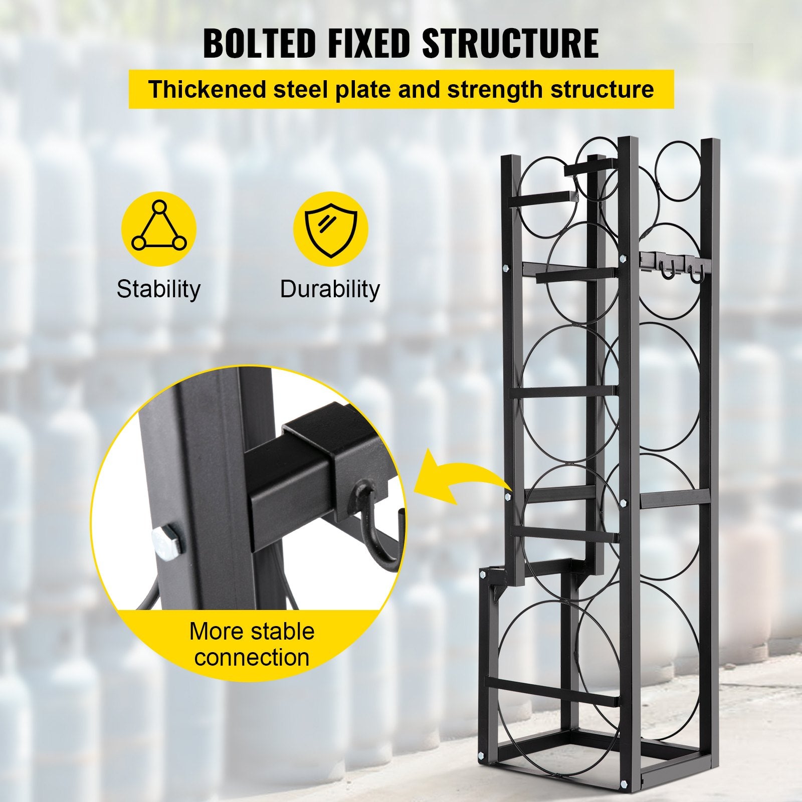 Kitchen & Bathroom DIY: VEVOR Refrigerant Tank Rack Cylinder Tank Rack w/ 1*50lb 2*30lb &3 Small Bottles
