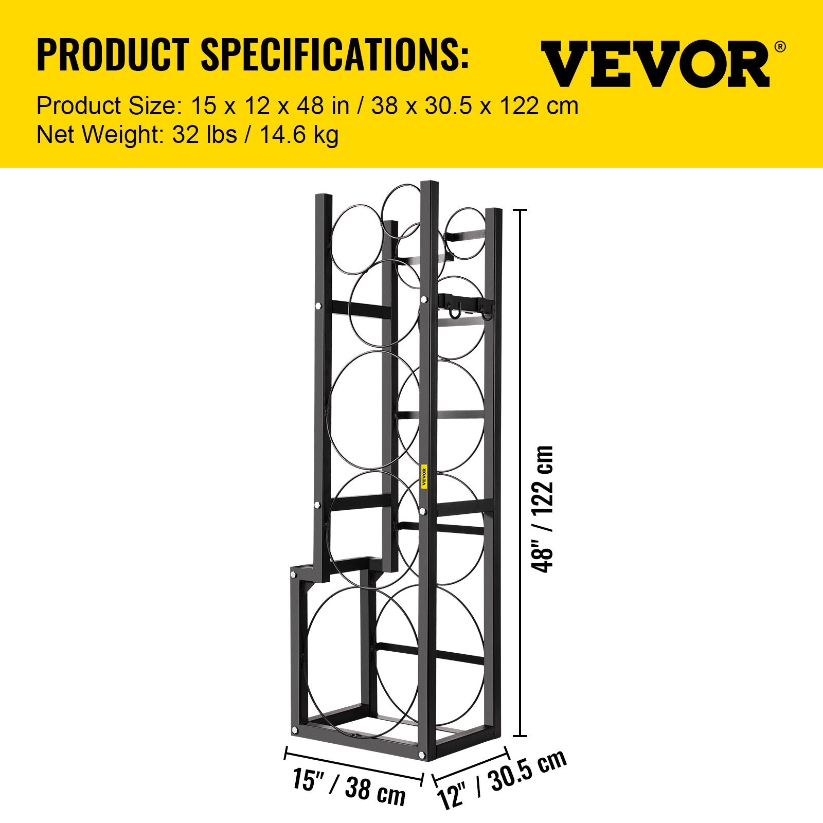 Kitchen & Bathroom DIY: VEVOR Refrigerant Tank Rack Cylinder Tank Rack w/ 1*50lb 2*30lb &3 Small Bottles