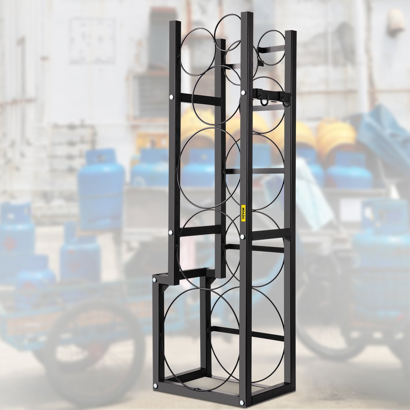 Kitchen & Bathroom DIY: VEVOR Refrigerant Tank Rack Cylinder Tank Rack w/ 1*50lb 2*30lb &3 Small Bottles