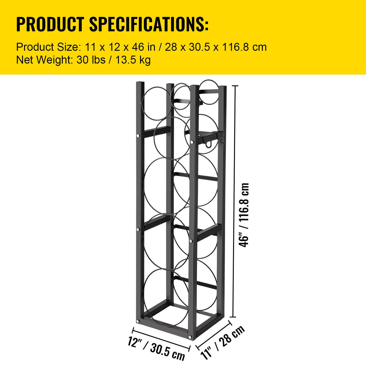 Refrigerant Tank Rack with 3x30lb and Other 3 Saving Space, Cylinder Tank Rack 46x13x4-inch, Refrigerant Cylinder Rack Gas Cylinder Racks and Holders, for Gas Oxygen Nitrogen Storage