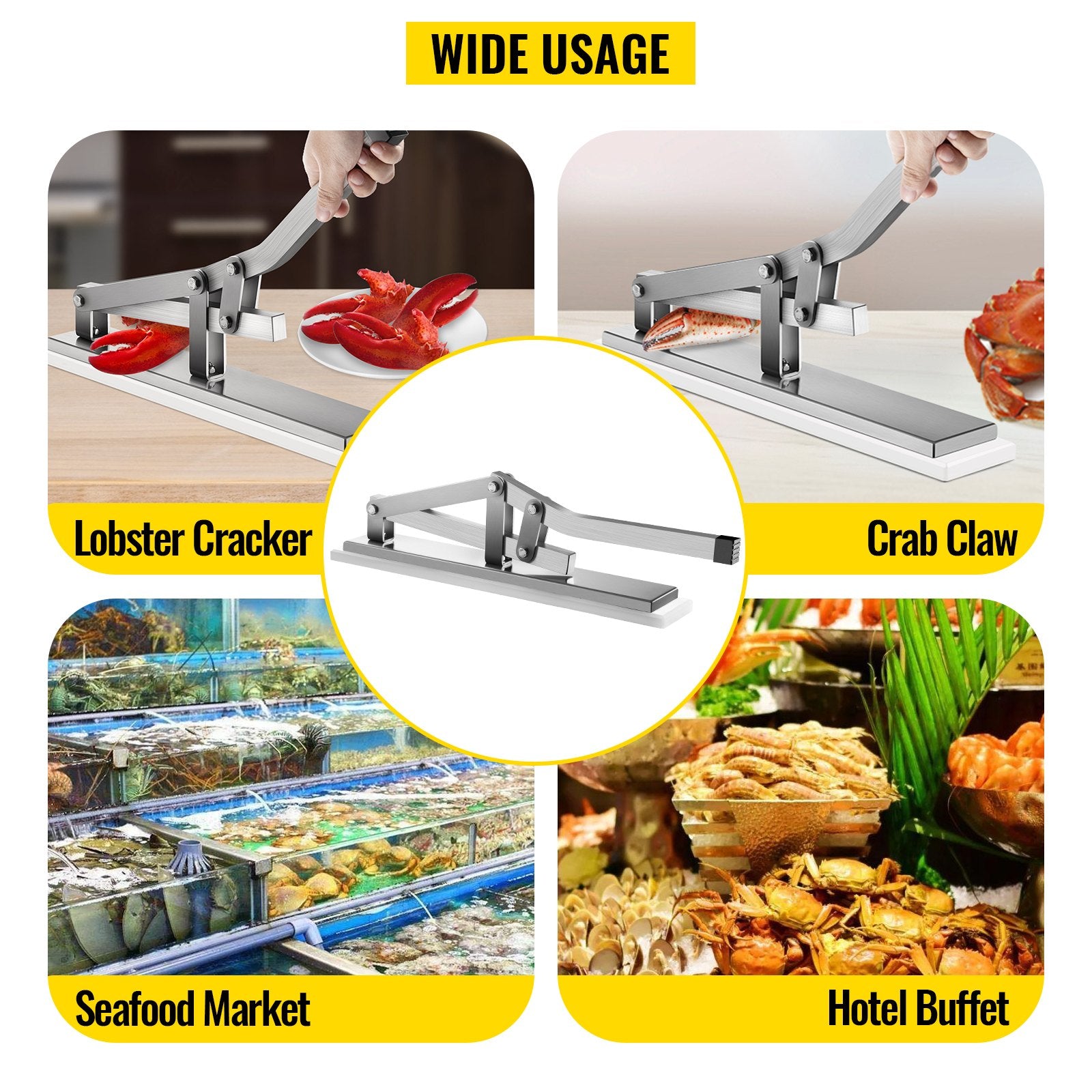 Seasonings & Spices: VEVOR Stone Crab Cracker with 2 Seafood Picks, Aluminum & Stainless Steel Construction Shellfish Shucker, Seafood Tools Set for Lobster and Crab Legs
