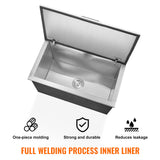Food Storage: VEVOR Drop in Ice Chest, 24"L x 20"W x 15"H Stainless Steel Ice Cooler, Commercial Ice Bin with Hinged Cover, 40 qt Outdoor Kitchen Ice Bar, Drain-pipe and Drain Plug Included, for Cold Wine Beer