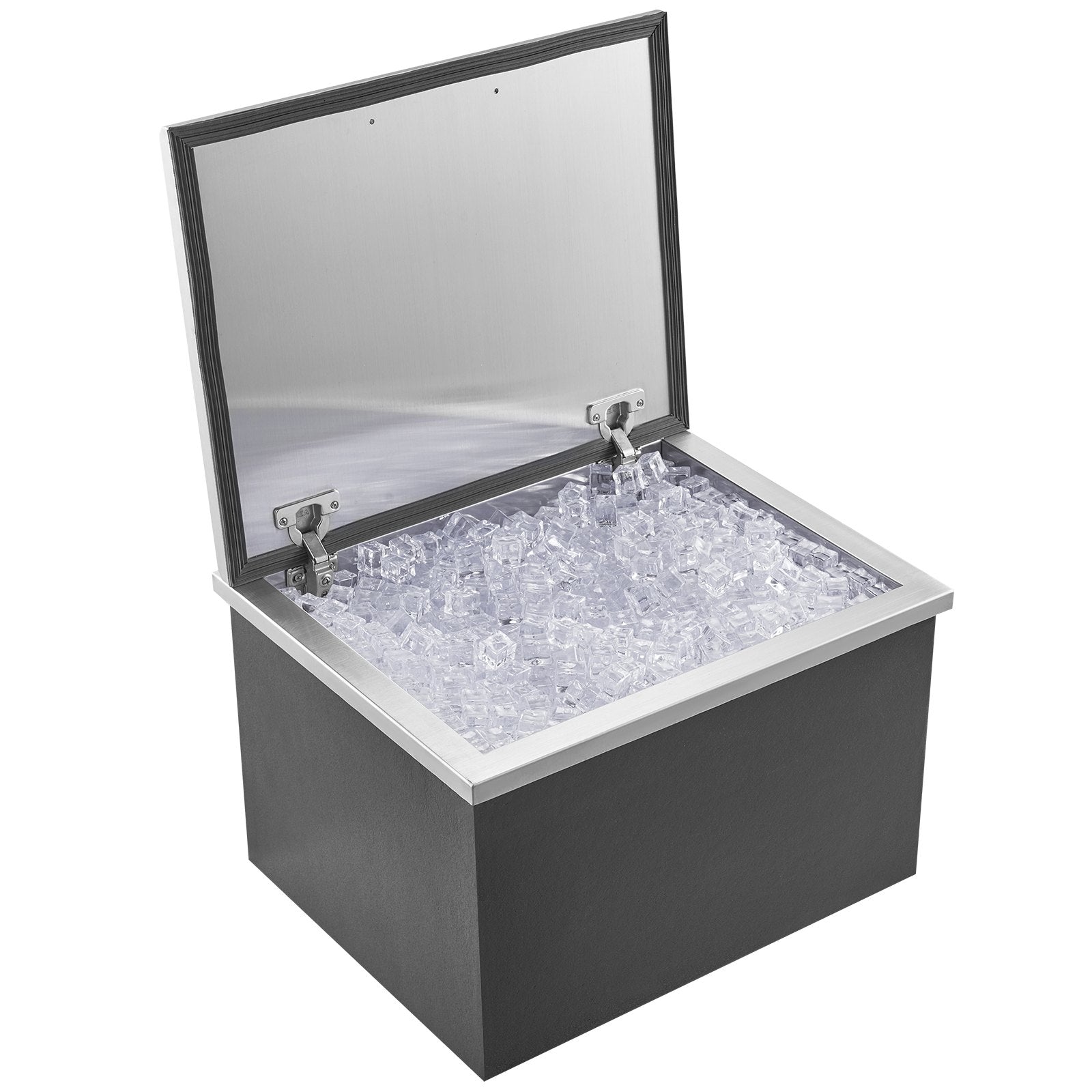 Food Storage: VEVOR Drop in Ice Chest, 20"L x 16"W x 13"H Stainless Steel Ice Cooler, Commercial Ice Bin with Hinged Cover, 40 qt Outdoor Kitchen Ice Bar, Drain-pipe and Drain Plug Included, for Cold Wine Beer