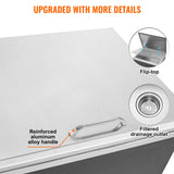 Food Storage: VEVOR Drop in Ice Chest, 20"L x 16"W x 13"H Stainless Steel Ice Cooler, Commercial Ice Bin with Hinged Cover, 40 qt Outdoor Kitchen Ice Bar, Drain-pipe and Drain Plug Included, for Cold Wine Beer