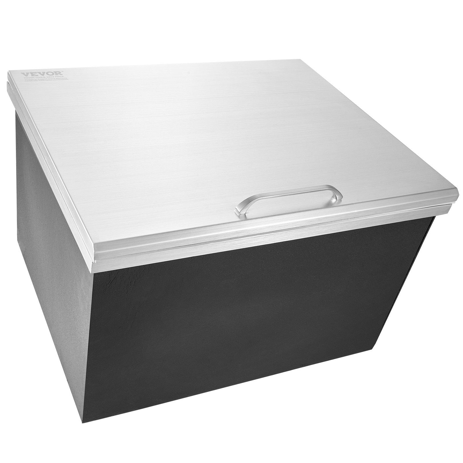 Drop in Ice Chest, 28"L x 16"W x 17"H Stainless Steel Ice Cooler, Commercial Ice Bin with Hinged Cover, 40 qt Outdoor Kitchen Ice Bar, Drain-pipe and Drain Plug Included, for Cold Wine Beer