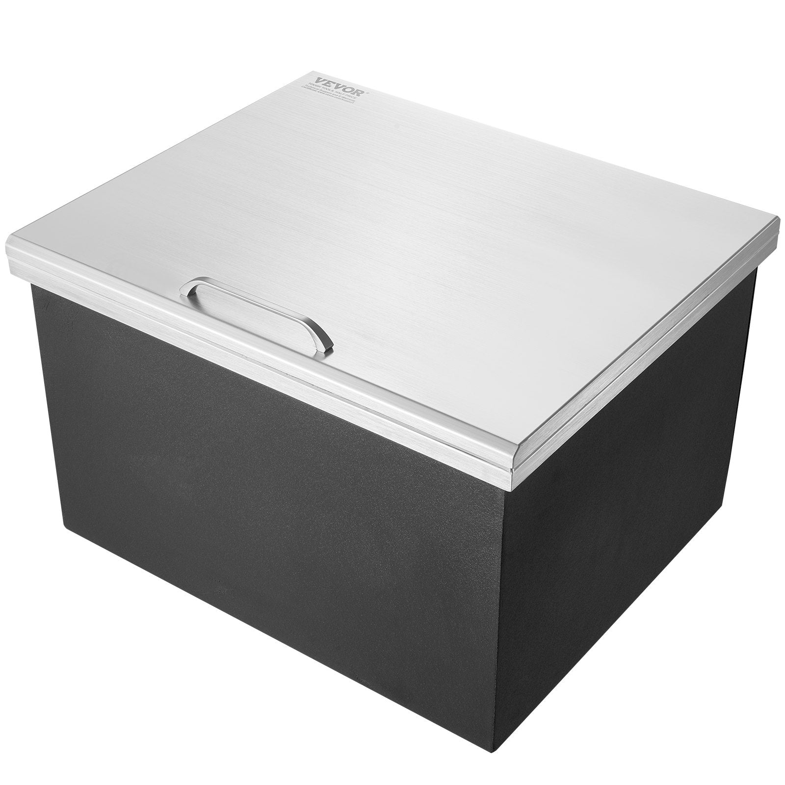 Drop in Ice Chest, 28"L x 16"W x 17"H Stainless Steel Ice Cooler, Commercial Ice Bin with Hinged Cover, 40 qt Outdoor Kitchen Ice Bar, Drain-pipe and Drain Plug Included, for Cold Wine Beer