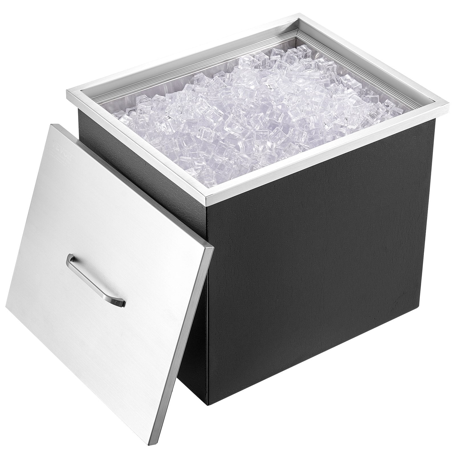 Activity Games: VEVOR Drop in Ice Chest, 21"L x 17"W x 18"H Stainless Steel Ice Cooler, Commercial Ice Bin with Cover, 40 qt Outdoor Kitchen Ice Bar, Drain-pipe and Drain Plug Included, for Cold Wine Beer