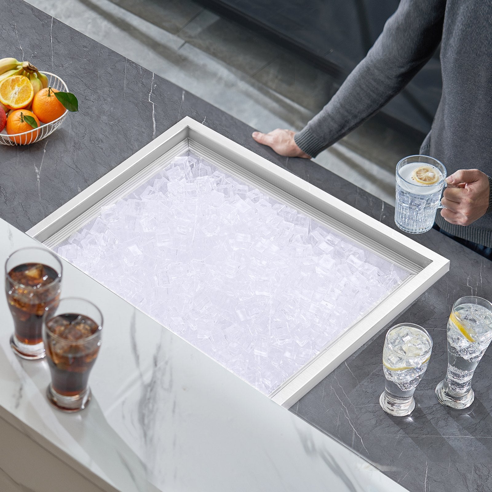 Activity Games: VEVOR Drop in Ice Chest, 21"L x 17"W x 18"H Stainless Steel Ice Cooler, Commercial Ice Bin with Cover, 40 qt Outdoor Kitchen Ice Bar, Drain-pipe and Drain Plug Included, for Cold Wine Beer