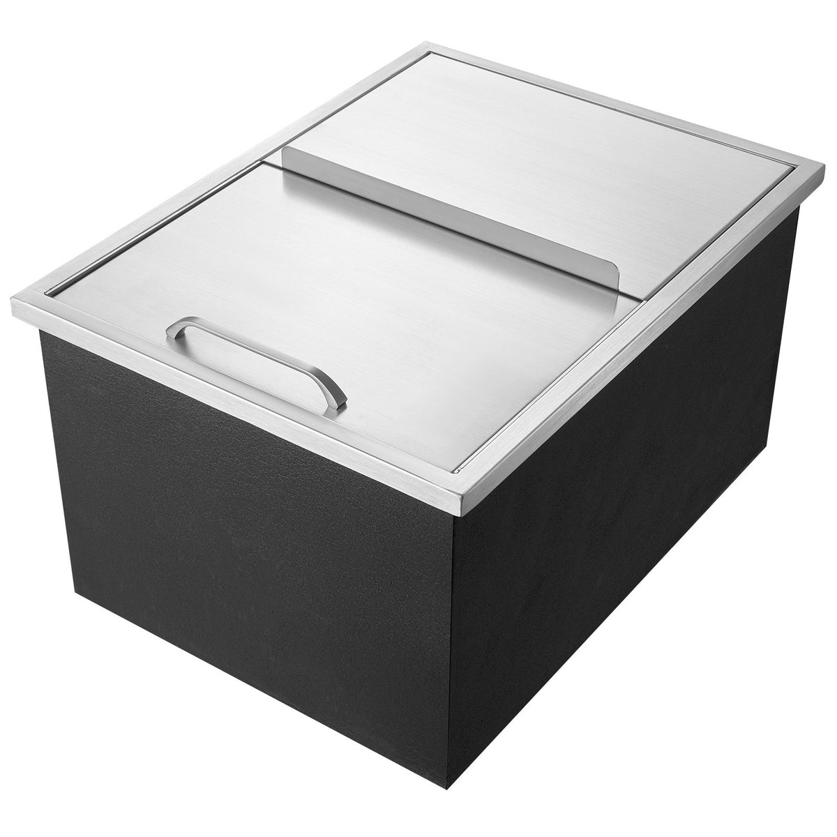 Drop in Ice Chest, 24"L x 18"W x 13"H Stainless Steel Ice Cooler, Commercial Ice Bin with Sliding Cover, 40.9 qt Outdoor Kitchen Ice Bar, Drain-pipe and Drain Plug Included, for Cold Wine Beer