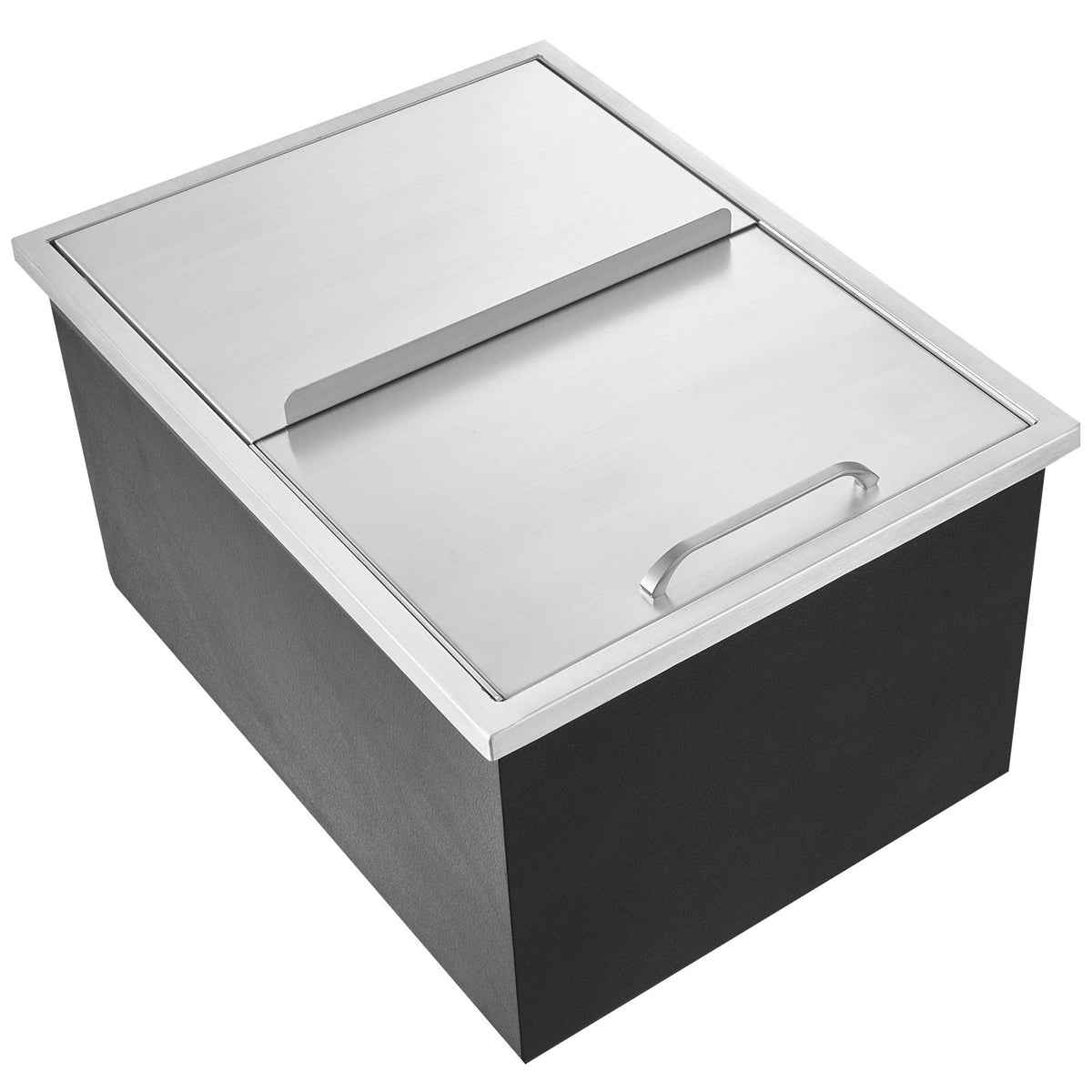 Drop in Ice Chest, 24"L x 18"W x 13"H Stainless Steel Ice Cooler, Commercial Ice Bin with Sliding Cover, 40.9 qt Outdoor Kitchen Ice Bar, Drain-pipe and Drain Plug Included, for Cold Wine Beer
